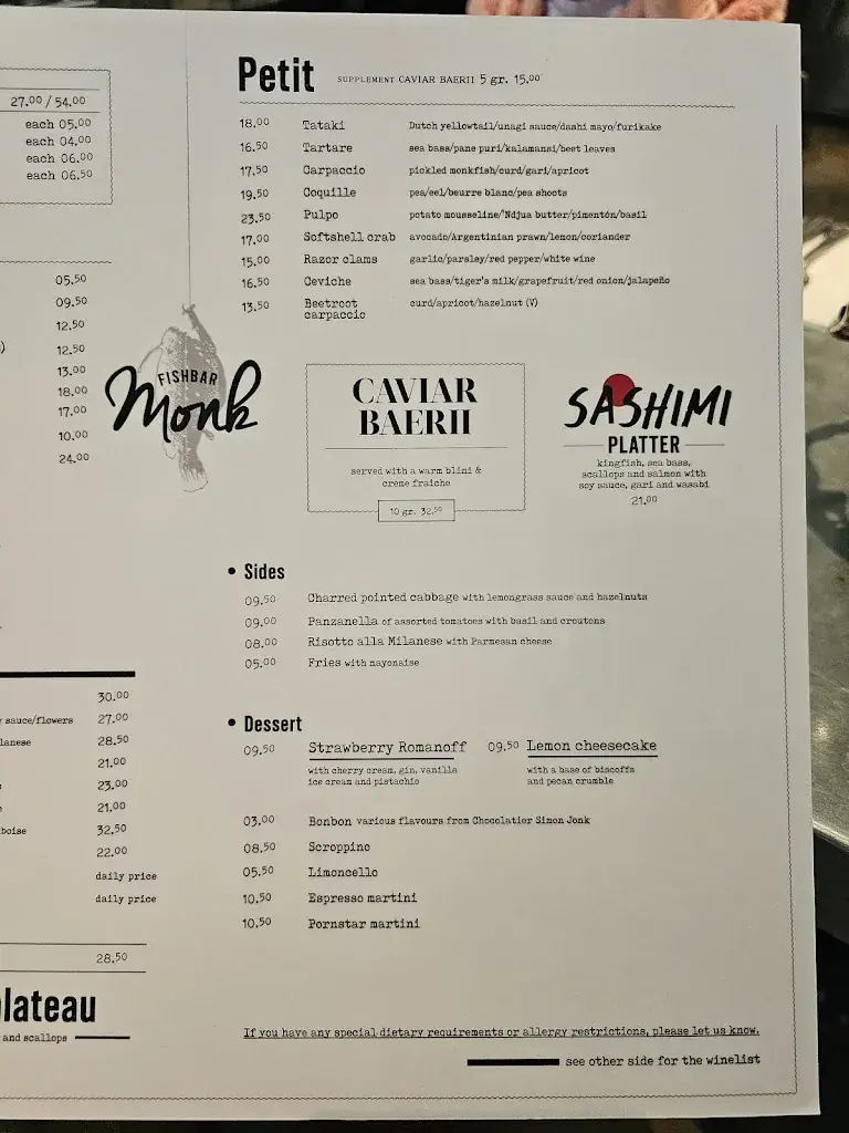 Menü_Fishbar Monk - Visrestaurant Haarlem_Haarlem_Bild_2