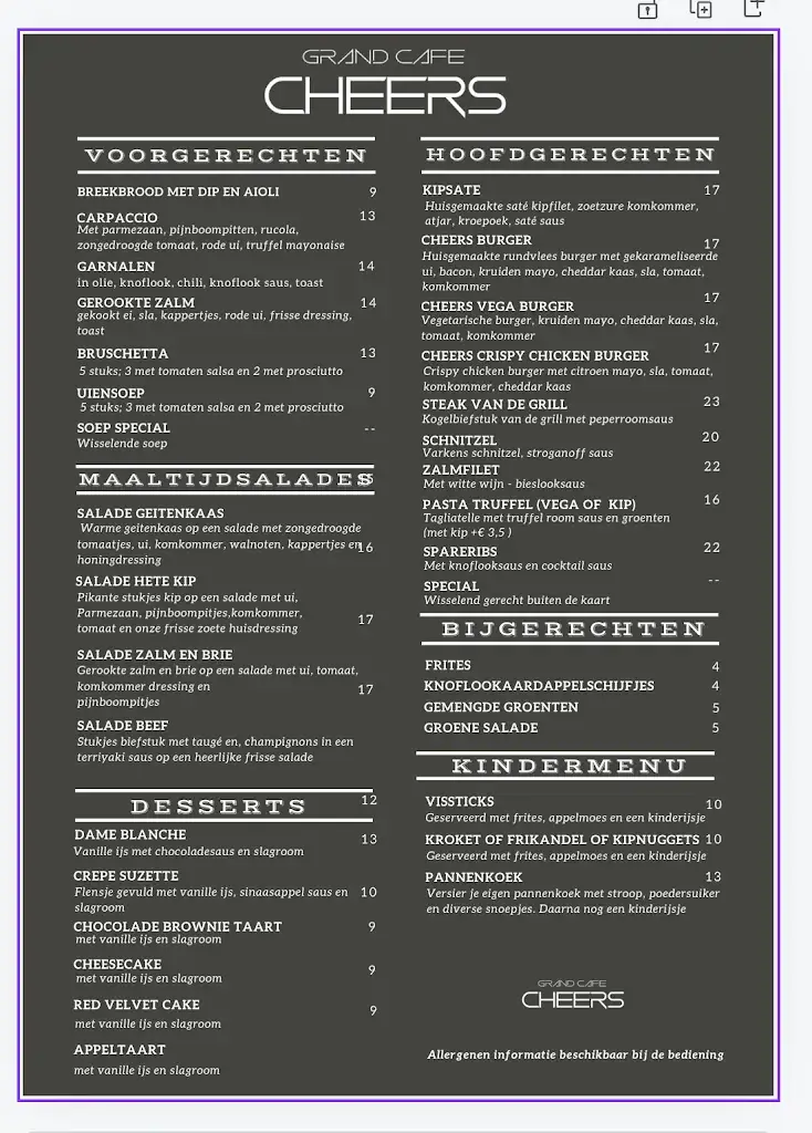 Menu_Grand Café Cheers_Diemen_image_1