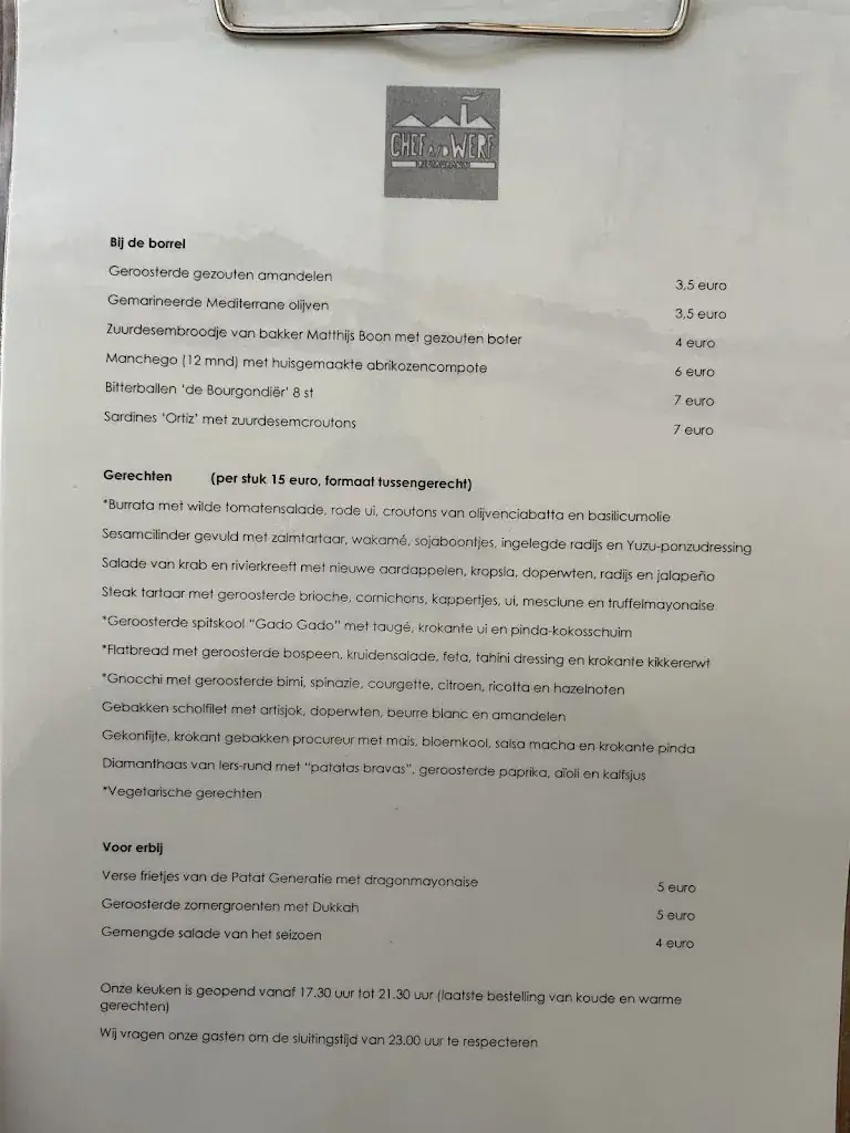 Menu_Restaurant Chef aan de Werf_Hilversum_image_1
