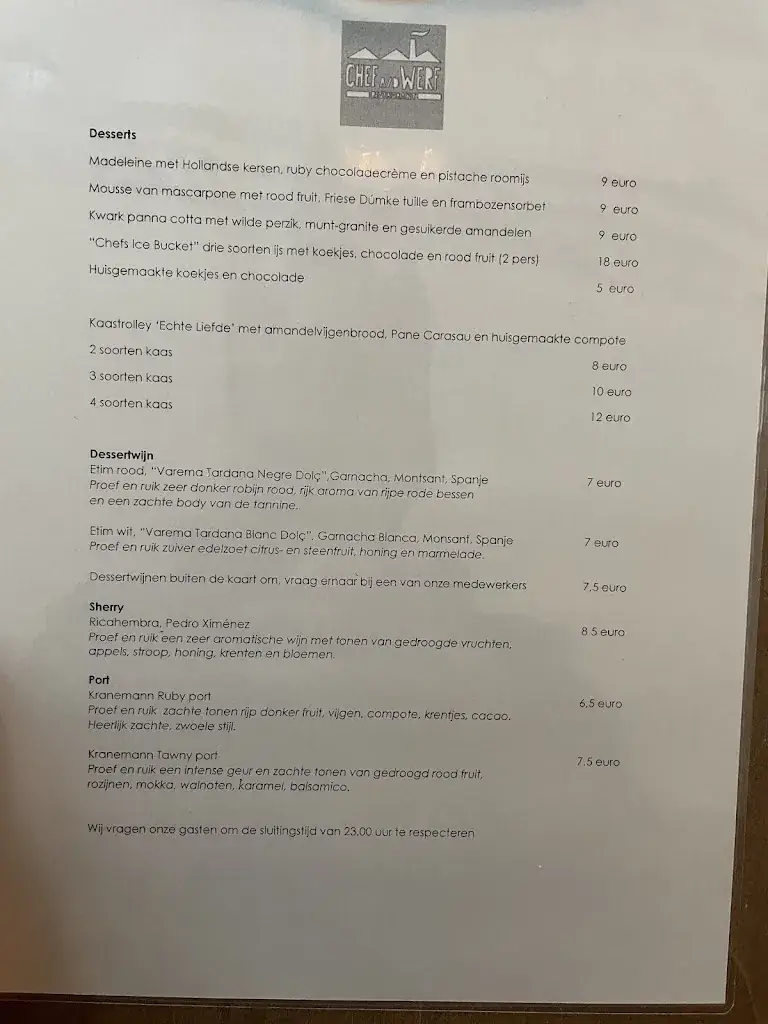 Menu_Restaurant Chef aan de Werf_Hilversum_image_2