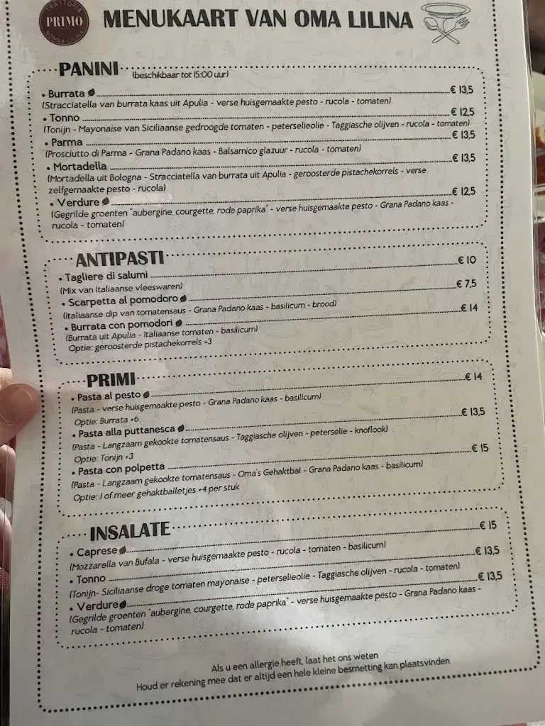 Menu_Ristorante Primo_Hilversum_image_1