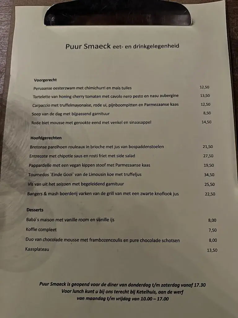 Menü_Eet- en Drinkgelegenheid Puur Smaeck_Hilversum_Bild_1