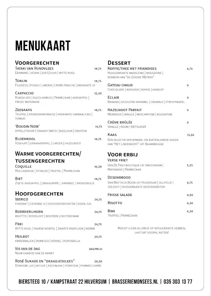 Menu_Brasserie Monsees - Brasserie Monsees | Puur Eten & De Lekkerste Wijnen_'s-Graveland_imagen_2
