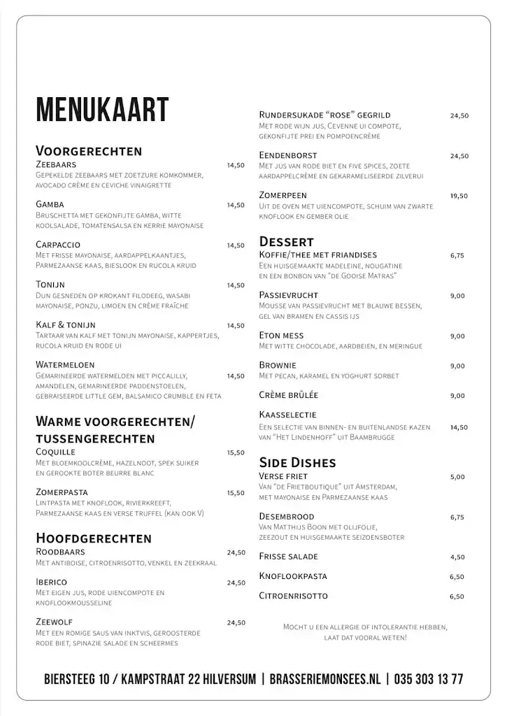 Menu_Brasserie Monsees - Brasserie Monsees | Puur Eten & De Lekkerste Wijnen_'s-Graveland_imagen_4