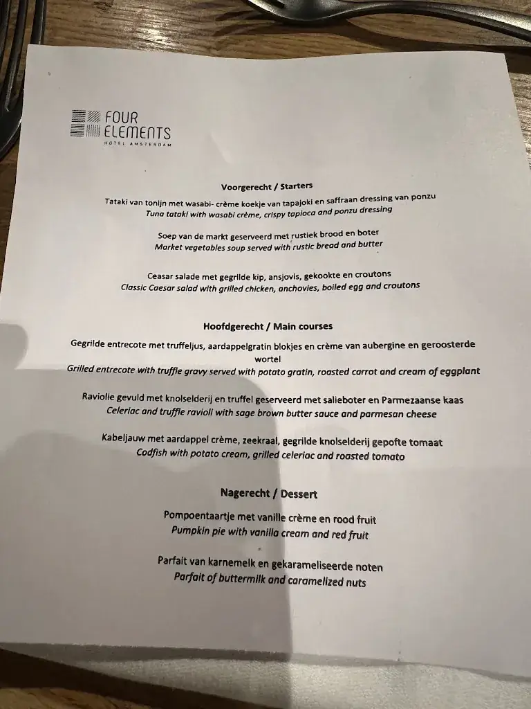 Menu_Restaurant FIVE_Amsterdam_image_1