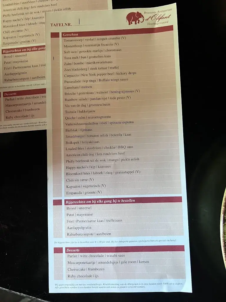 Menu_Restaurant d'Olifant_Heerhugowaard_image_2
