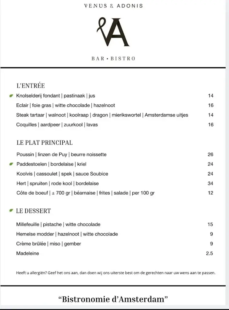 Menu_Venus & Adonis_Amsterdam_image_1