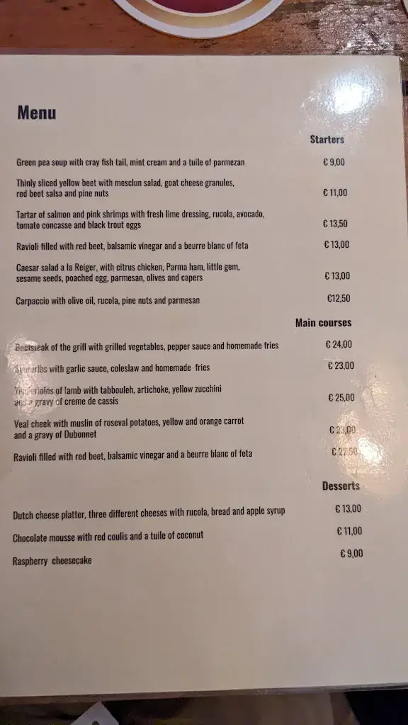 Menu_Café Restaurant De Reiger_Amsterdam_image_1
