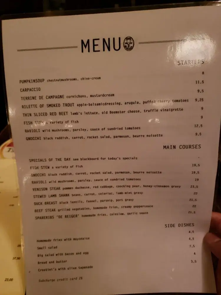 Menu_Café Restaurant De Reiger_Amsterdam_image_4