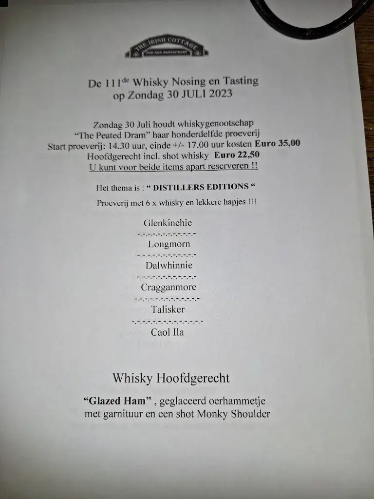 Menu_The Irish Cottage_Niedorp_imagen_2