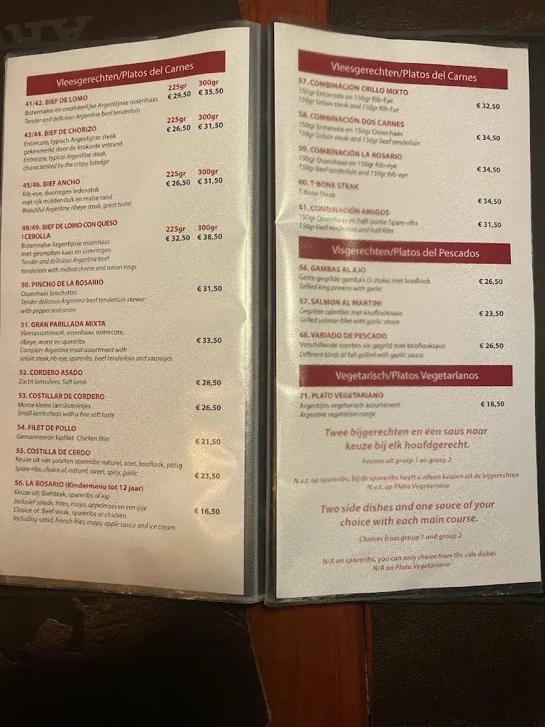 Menü_La Rosario Lisse Argentijns Grill restaurant_Lisse_Bild_1