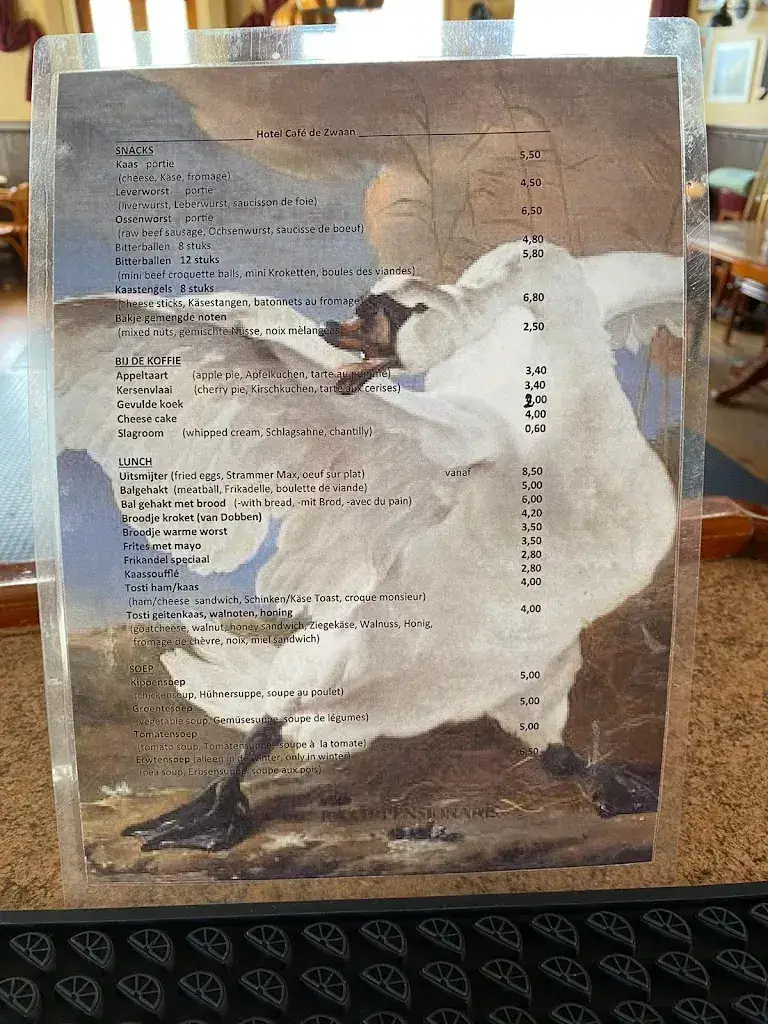 Menü_Hotel-Cafe De Zwaan_Amsterdam_Bild_2