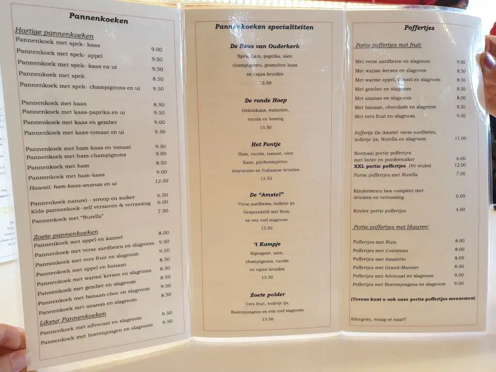 Menu_Pannenkoeken-Poffertjes Restaurant Amstelland Ouderkerk aan de Amstel Geopend Maart t/m oktober_Amstel_image_4