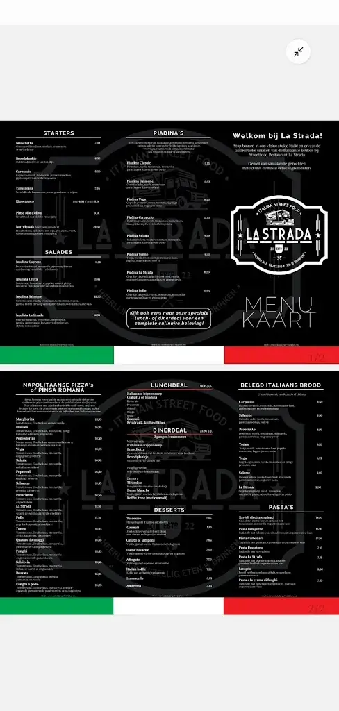 Menu_La Strada Italian Street Food_Leeuwarden_imagen_3