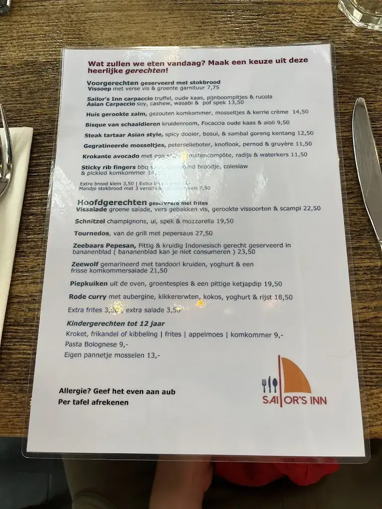 Menu_Brasserie Sailor's Inn_Bruinisse_image_3