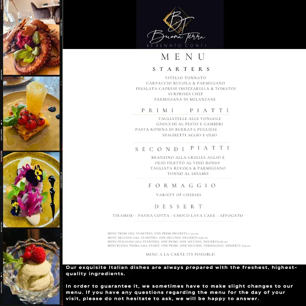 Menü_Buona Terra Restaurant_Haag_Bild_2