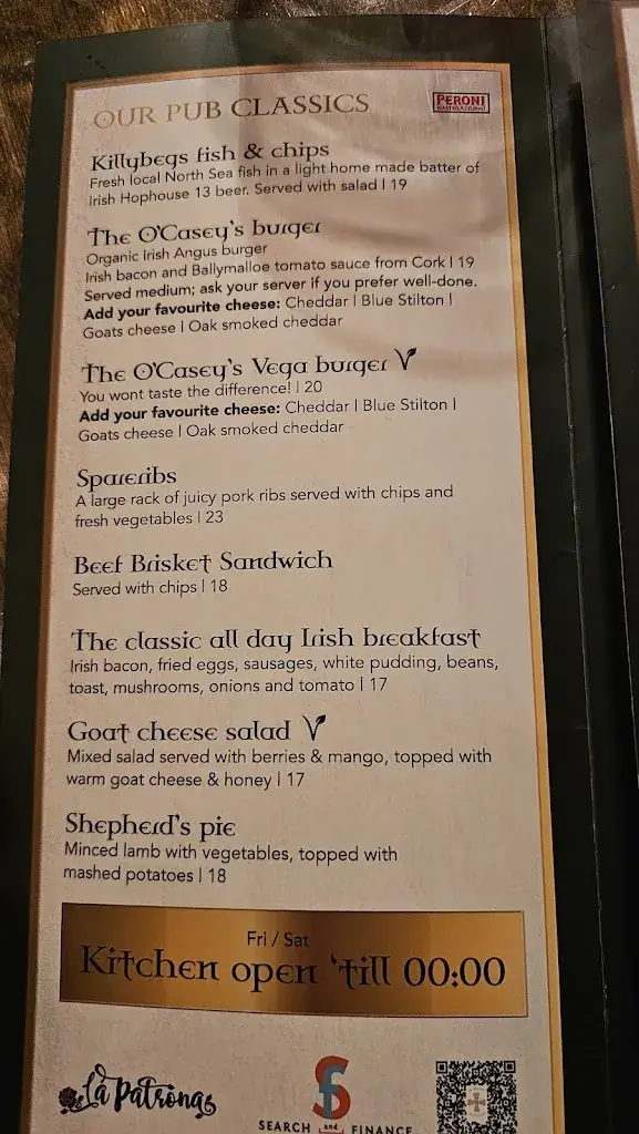 Menu_O'Casey's Irish Pub & Restaurant_Haag_imagen_2