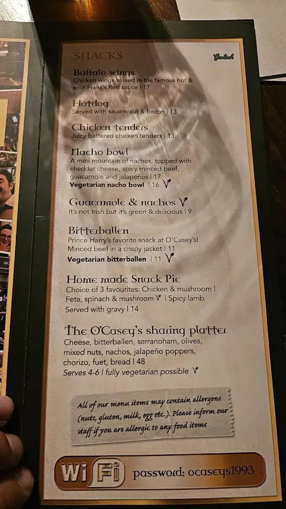 Menu_O'Casey's Irish Pub & Restaurant_Haag_imagen_3