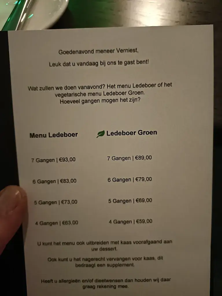 Menu_Restaurant Ledeboer_Almelo_imagen_1