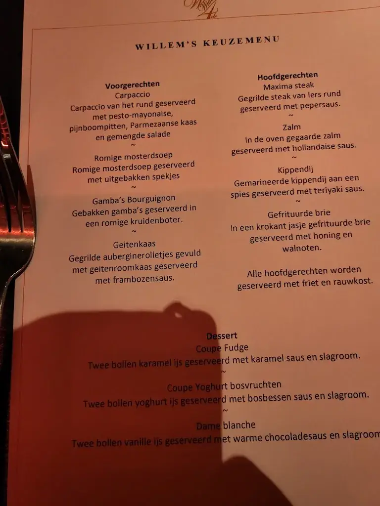 Menu_Willem de Vierde Restaurant_Almelo_imagen_1