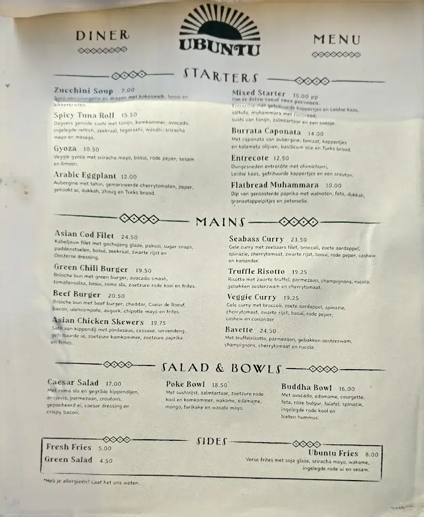 Menu_Ubuntu Strandbar_Zandvoort_image_1