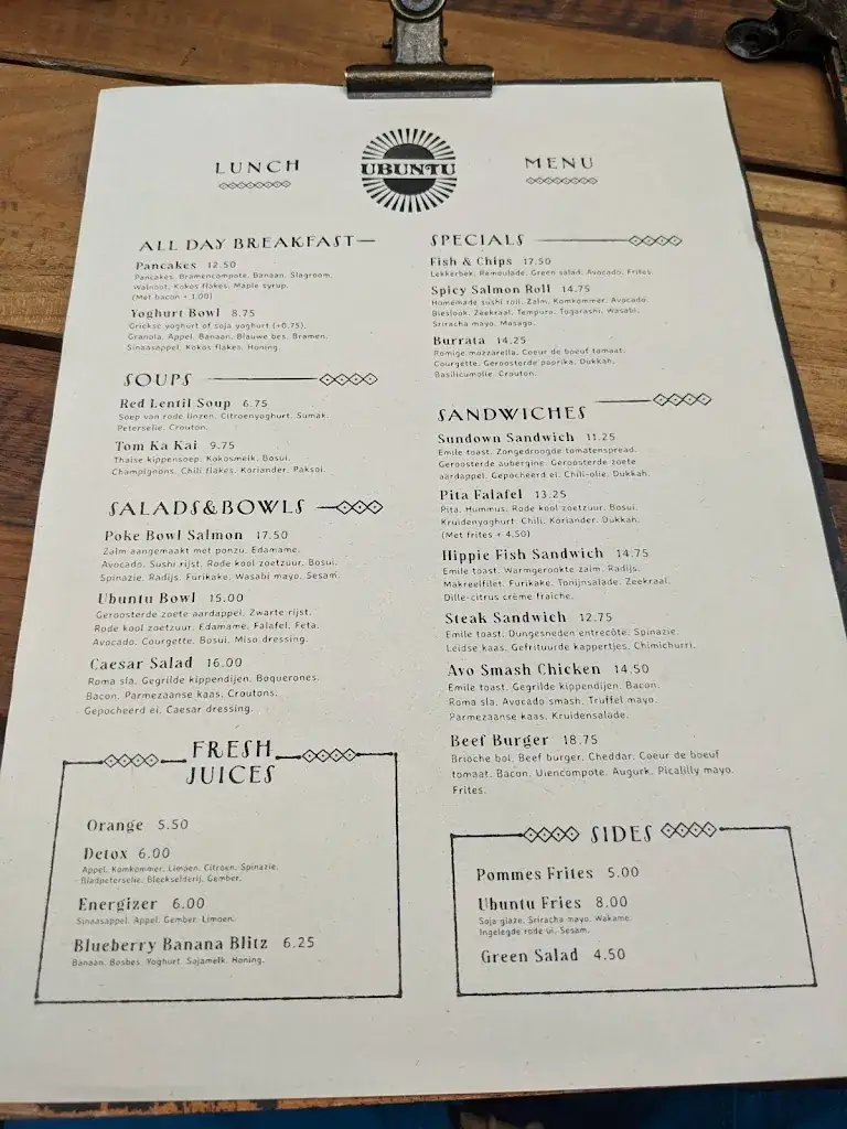 Menu_Ubuntu Strandbar_Zandvoort_image_2