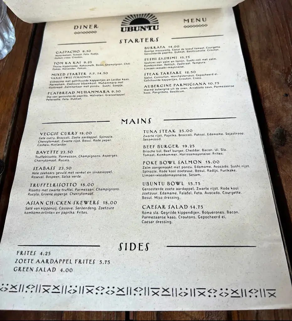 Menu_Ubuntu Strandbar_Zandvoort_image_3