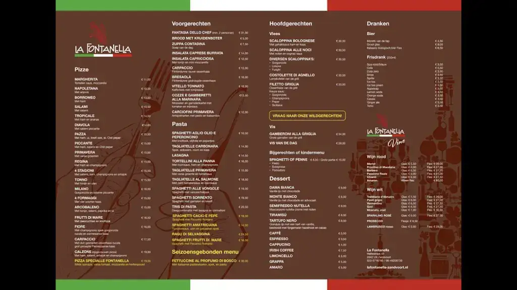 Menu_La Fontanella Pizzeria / Ristorante Italiano_Zandvoort_image_1