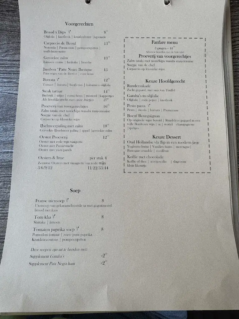 Menu_Grand Café Fanfare_Giethoorn_imagen_1