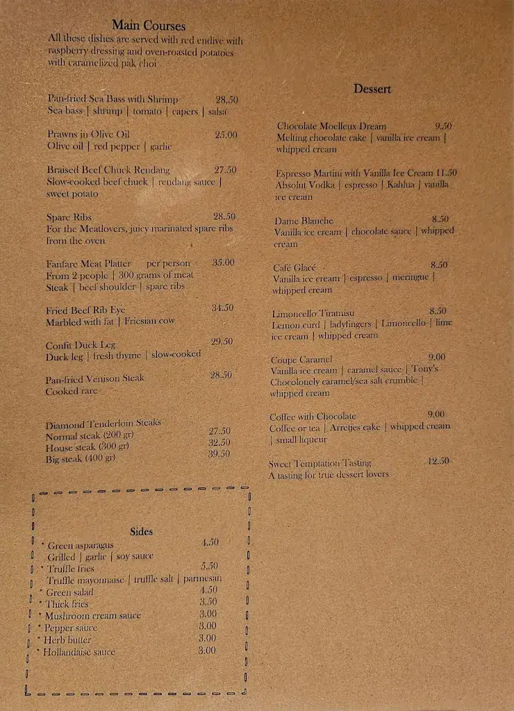 Menu_Grand Café Fanfare_Giethoorn_imagen_3