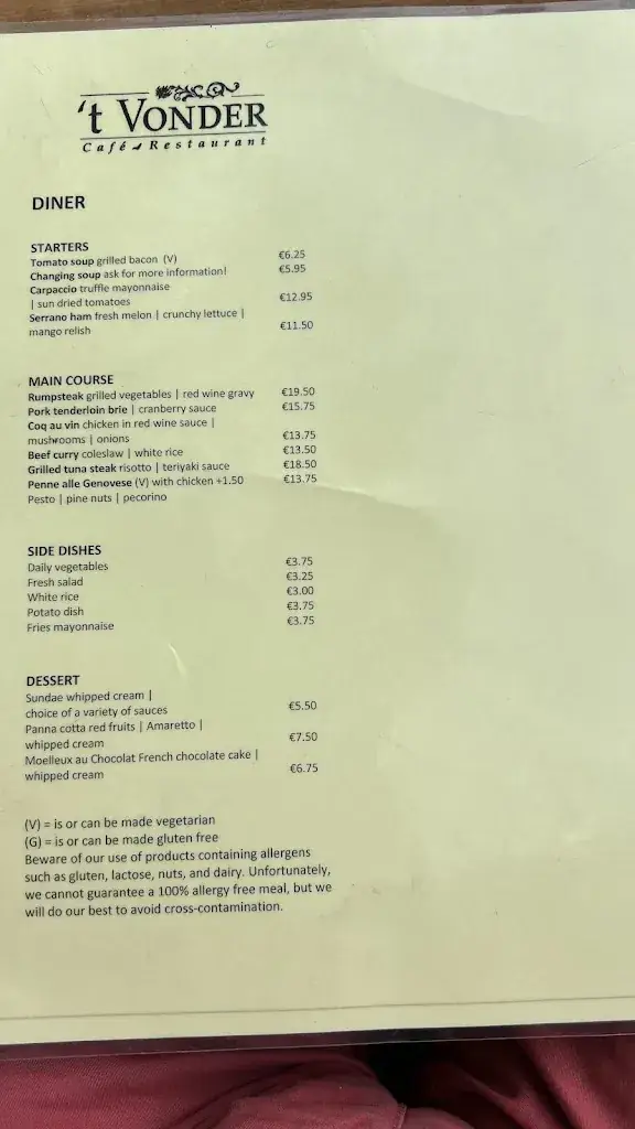Menu_Café-Restaurant 't Vonder_Giethoorn_image_2