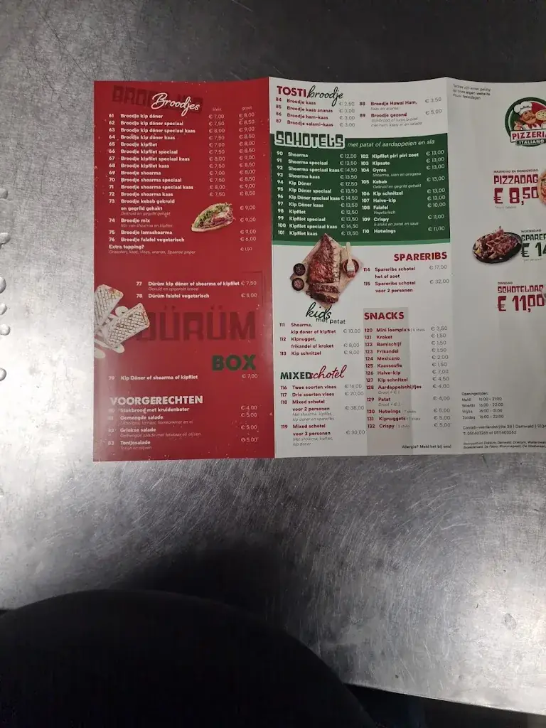 Menü_Pizzeria Italiano_Damwâld_Bild_1