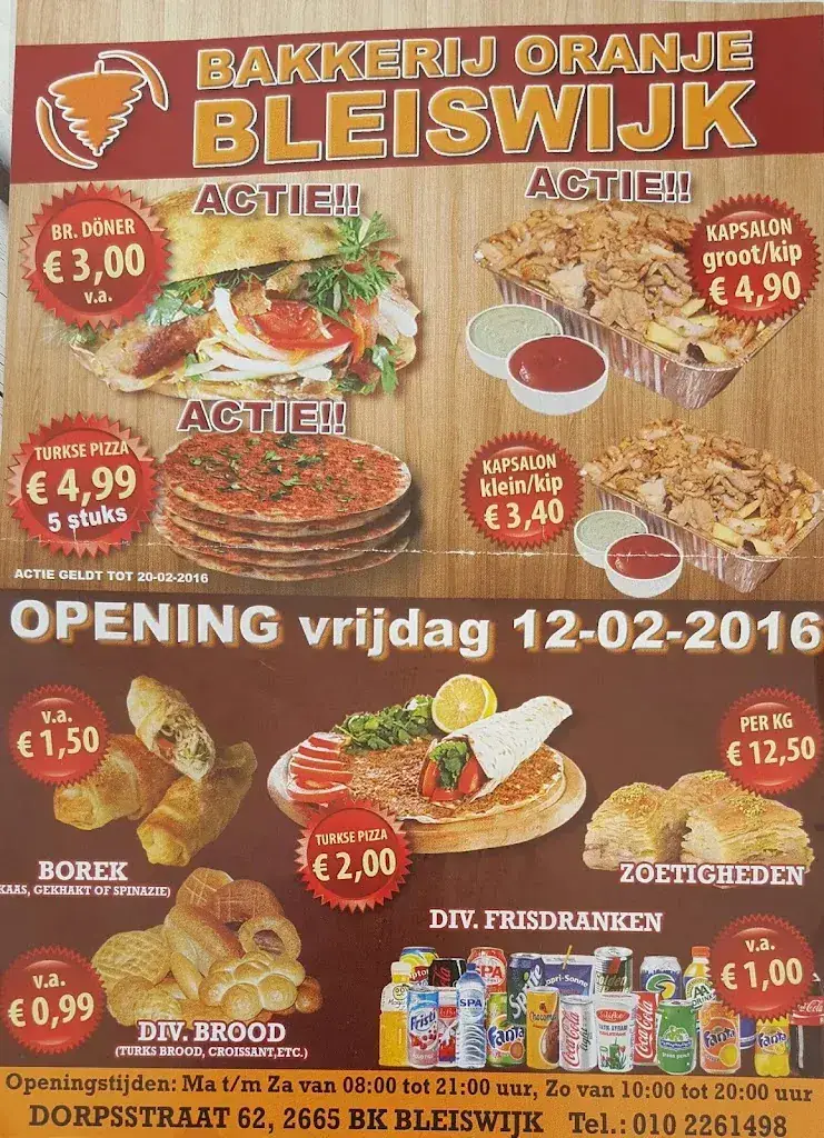Menu_Bakkerij Oranje Bleiswijk. Turks afhaalrestaurant._Bleiswijk_imagen_1