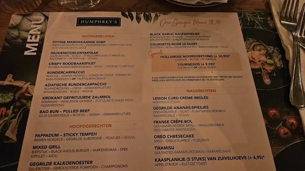 Menu_Humphrey's Restaurant Zwolle_Zwolle_image_1