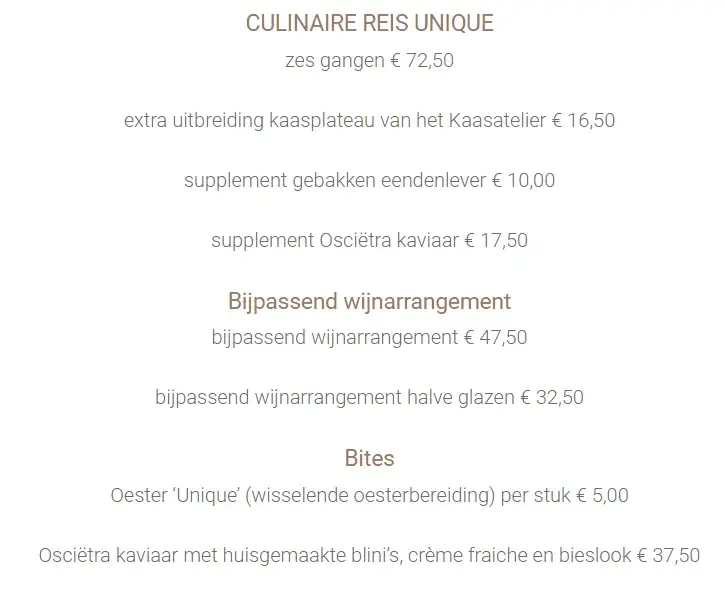 Menü_Restaurant Unique_Gouda_Bild_1