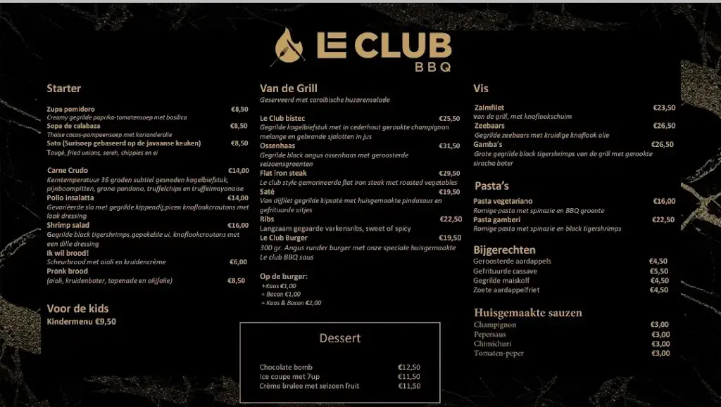 Menu_Le Club BBQ Restaurant_Zoetermeer_image_1