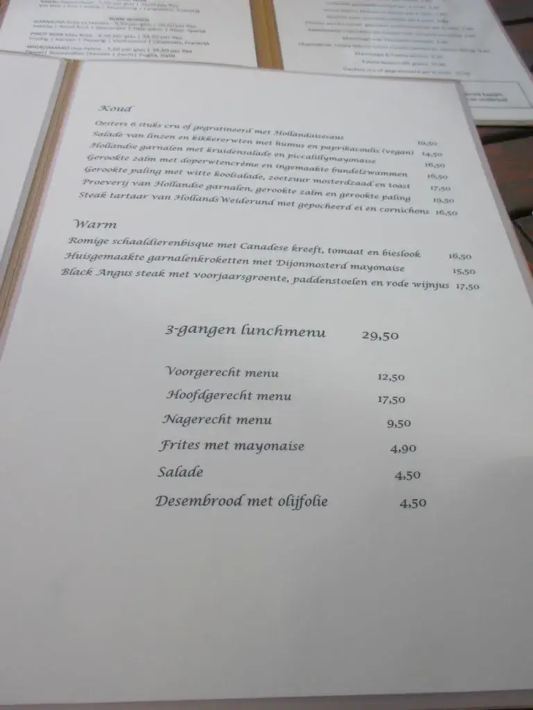 Menu_Restaurant Wielinga_Leiden_immagine_1