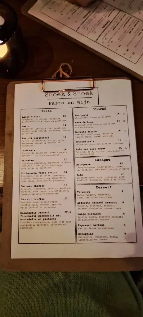 Menü_Snoek&Snoek Pasta Wijnbar_Gorinchem_Bild_1