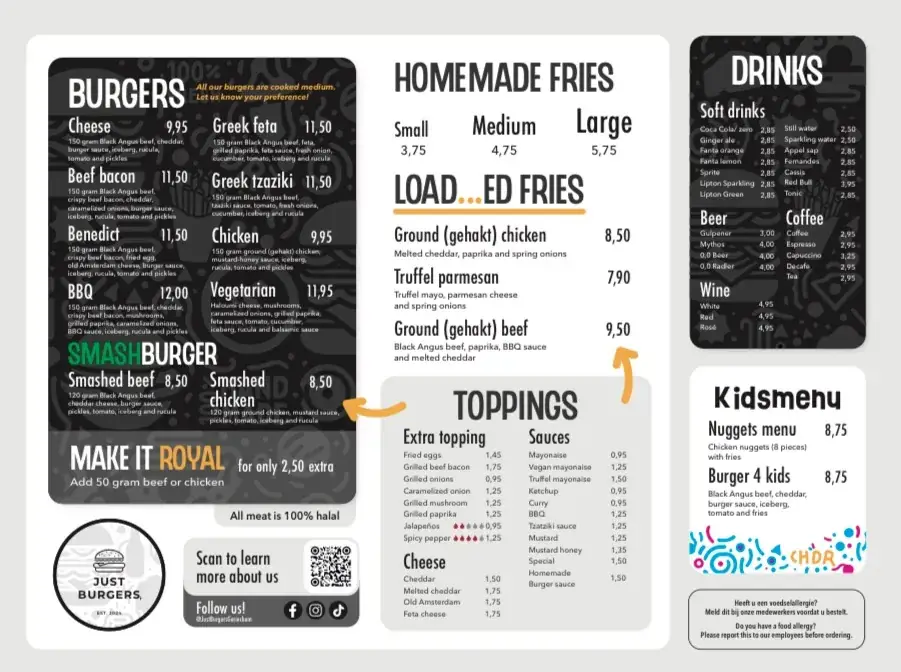 Menu_JUST BURGERS GORINCHEM_Gorinchem_image_1