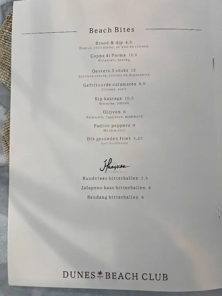 Menü_Dunes Kijkduin Beachclub_Haag_Bild_4