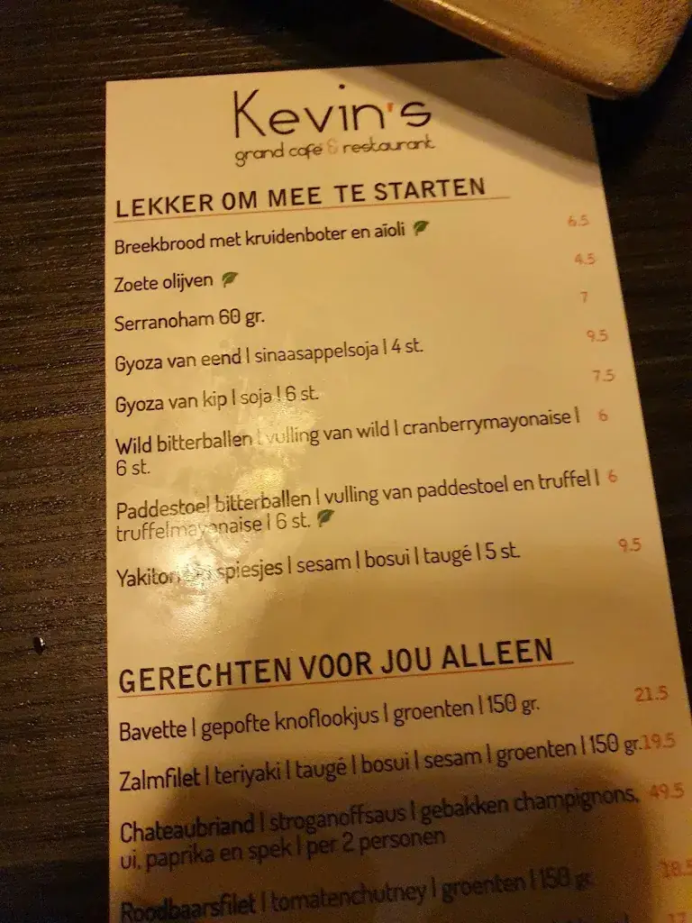 Menu_Kevin's grand café & restaurant_Maassluis_image_4