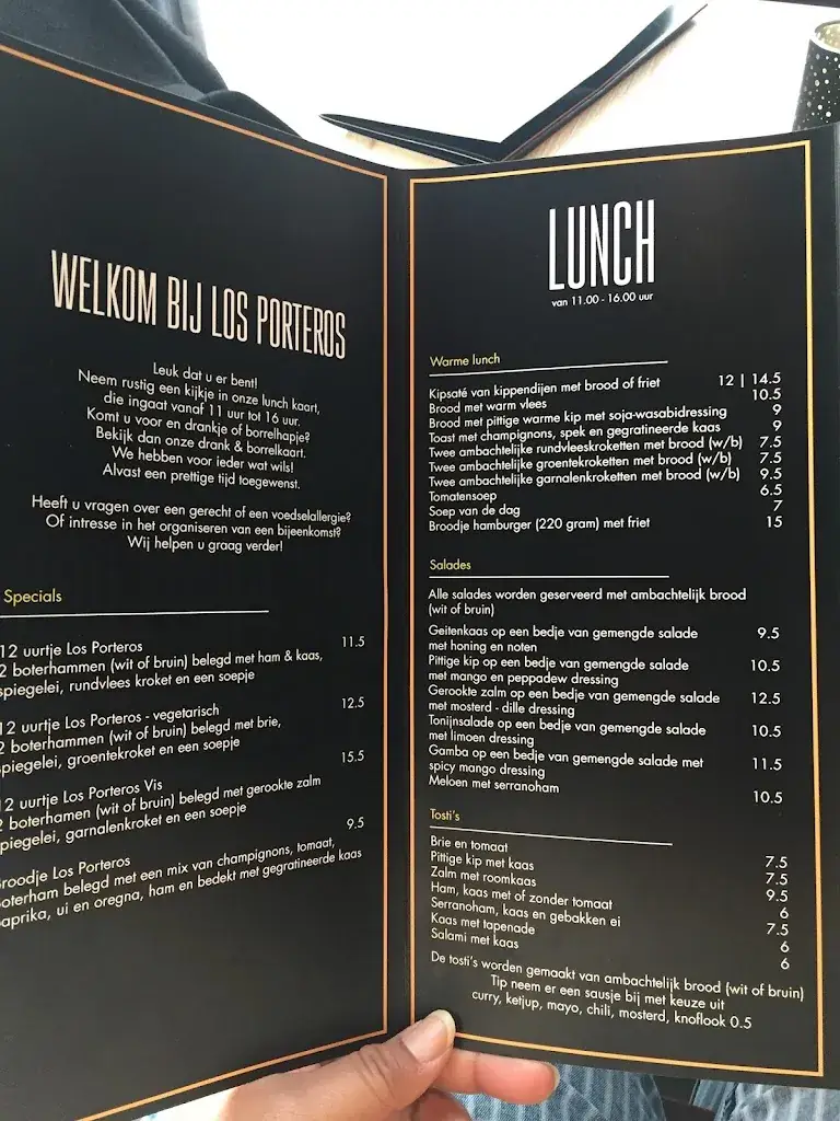 Menu_Restaurant Los Porteros. Koffie, Lunch, Diner & Borrelbar_Maassluis_image_1