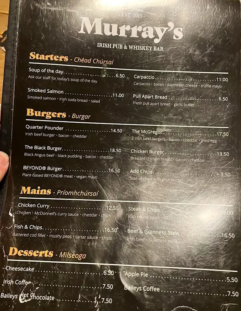 Menu_Murray's Irish Pub & Whiskey Bar_Spijkenisse_image_1