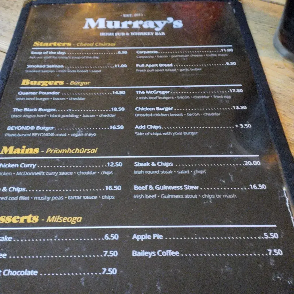 Menu_Murray's Irish Pub & Whiskey Bar_Spijkenisse_image_3