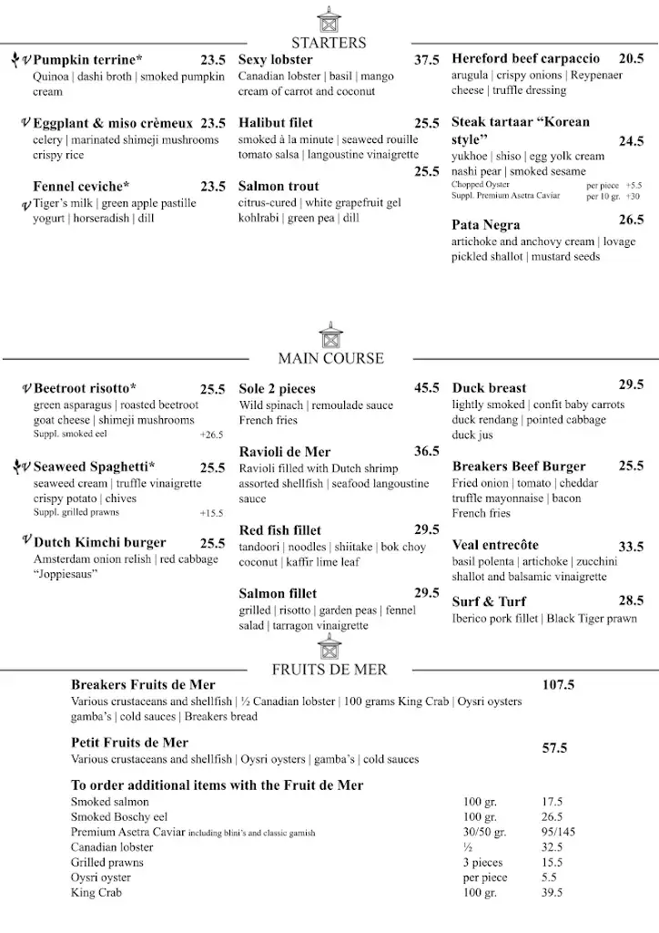 Menu_Breakers Beach House_Noordwijk_image_1