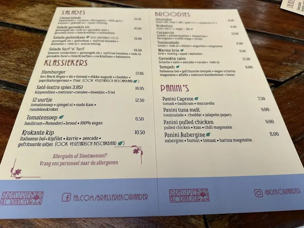 Menü_Brasserie Koriander_Rotterdam_Bild_1
