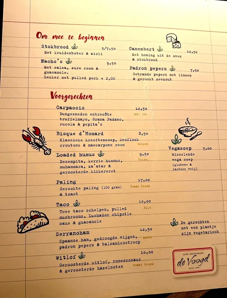 Menu_Café Restaurant De Voogd_Sassenheim_immagine_2
