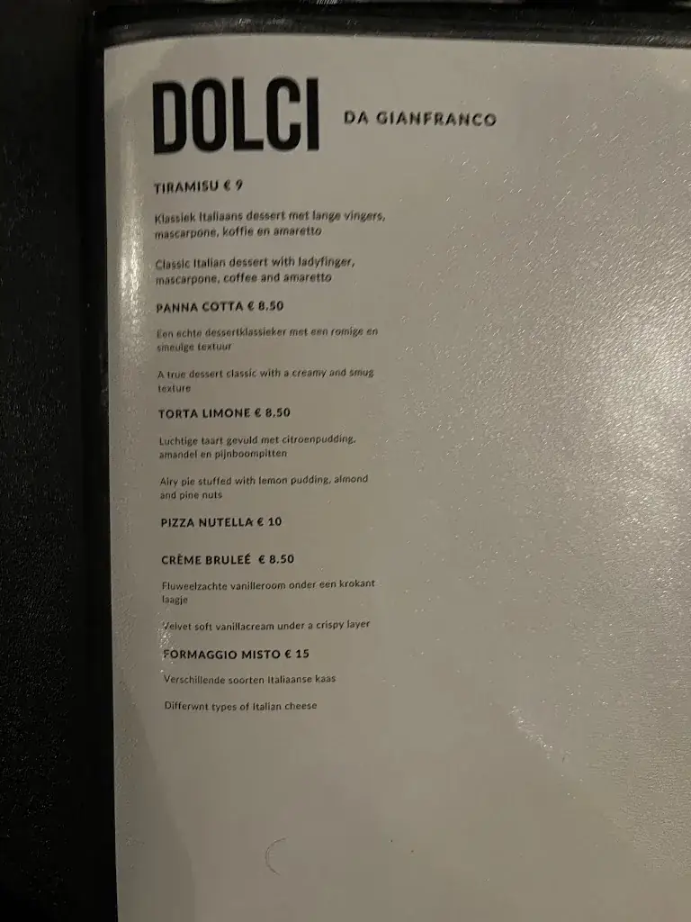 Menu_Da Gianfranco Ristorante Italiano_Rotterdam_image_2