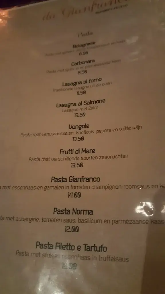 Menu_Da Gianfranco Ristorante Italiano_Rotterdam_image_4
