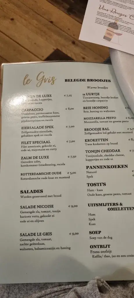 Menu_Bistrot Le Gris - Strijen - Lunch - Borrel - Diner - Terras_Strijen_image_1